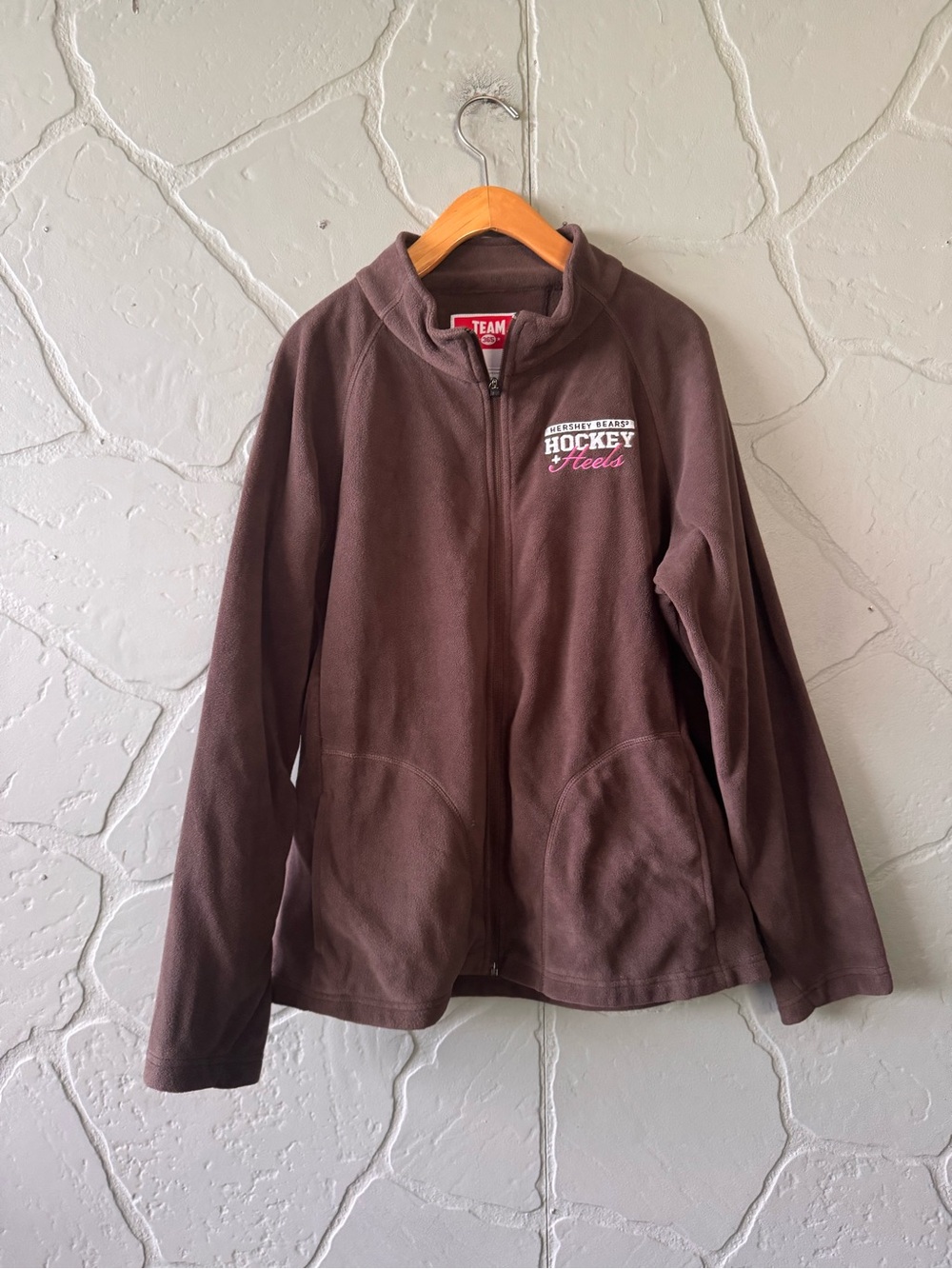 Hershey Bears Hockey + Heels Fleece Jacket Brown Womens M Team 365 AHL